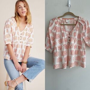 NWOT $98 Anthropologie Moglea Danae Poplin Blouse Size SP